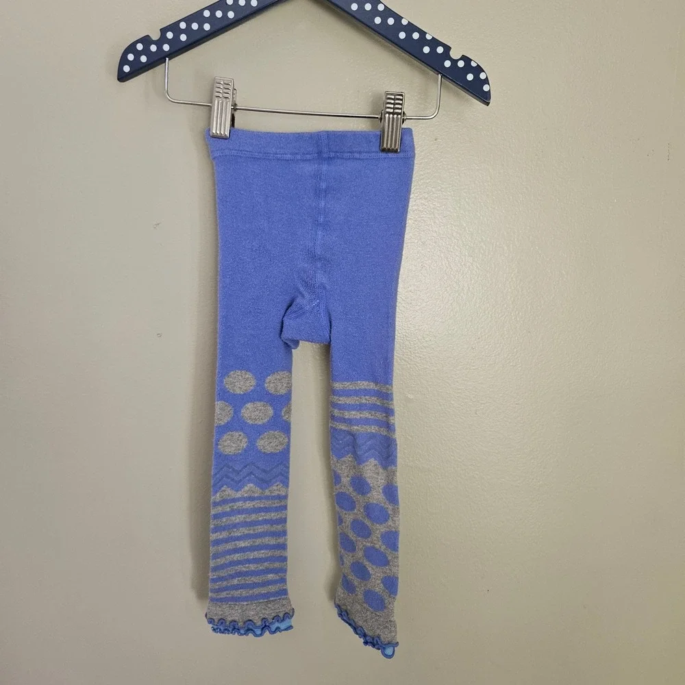 Naartjie Knit Footless Tights Sz 3-6m Periwinkle Blue Grey Stripes Polka‎ Dot